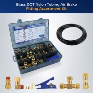 TRFT0101P | Brass DOT Nylon Air Brake Fitting Assortment Kit 101 pcs w/ Air Tubing